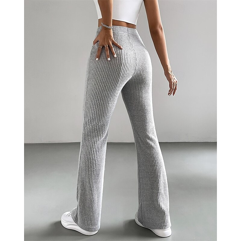 Women's Pants Trousers Leggings Cozy Leggings Casual Workout Full Length High Waist Plain Elastic Waist Breathability Breathable Stretchy Vacation Street Daily Wear Black Green Light Grey Coffee2