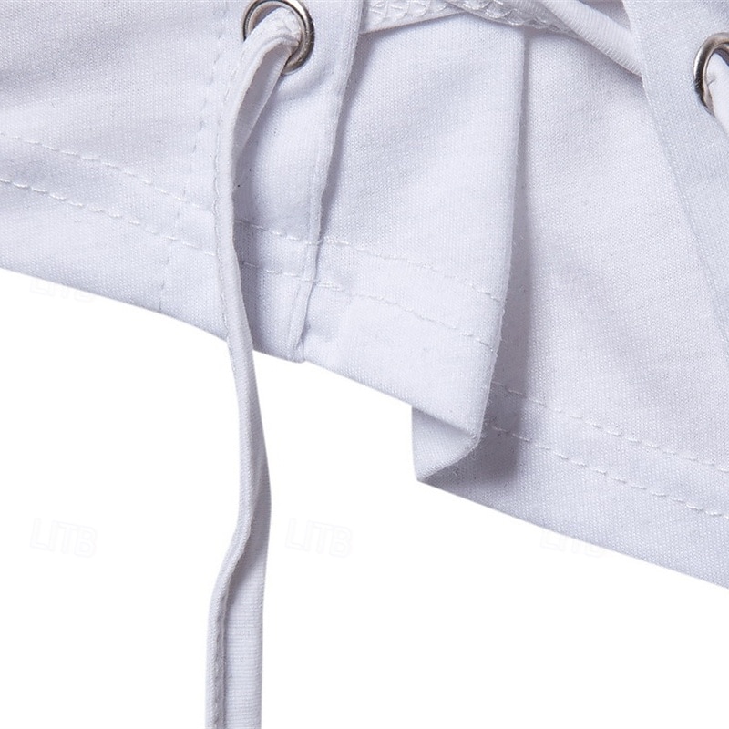 Men's T Shirt Tee Short Sleeve Shirt Tee Top Short Sleeve Crew Neck Summer Plain Fashion Designer Basic Lace up Vacation Street Going out Black White Khaki Top Tee for Men4