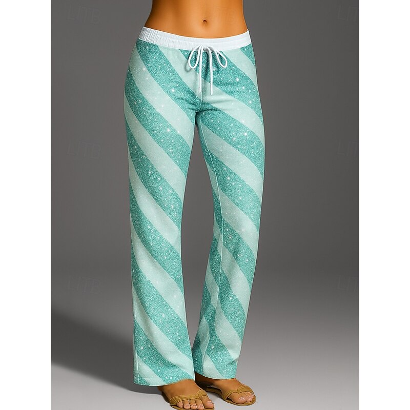 Women's Culottes Wide Leg Vacation Vintage Ethnic Style Full Length High Waist Gradient Striped Abstract Quick Dry Breathability Soft Inelastic Outdoor Vacation Sport Dark-Gray Golden Blue Purple4