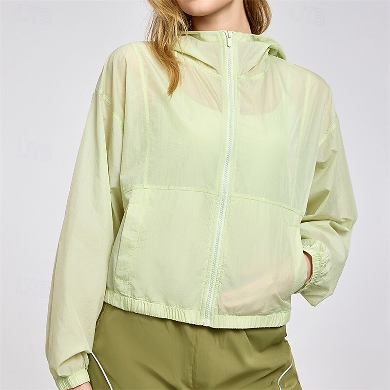 Women's Sport Jacket Sun Protection Windproof Lightweight Long Sleeve Sports Solid Color Jacket For Pilates Running Yoga Activewear2