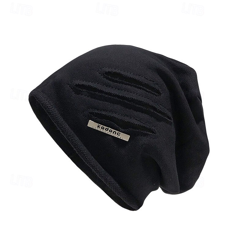 Men's Unisex Beanie Hat Winter Hats Winter Beanie Hat Black Brown Cotton Ripped Casual Cozy Daily Wear Going out Solid / Plain Color Warm3