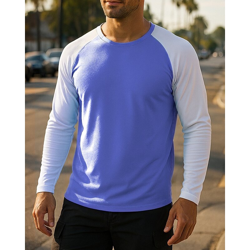 Men's Running Top Running Shirt Long Sleeve Tee Tshirt Color Block Quick Dry Lightweight Breathable Tennis Golf Running Sportswear Activewear White Pink Purple4