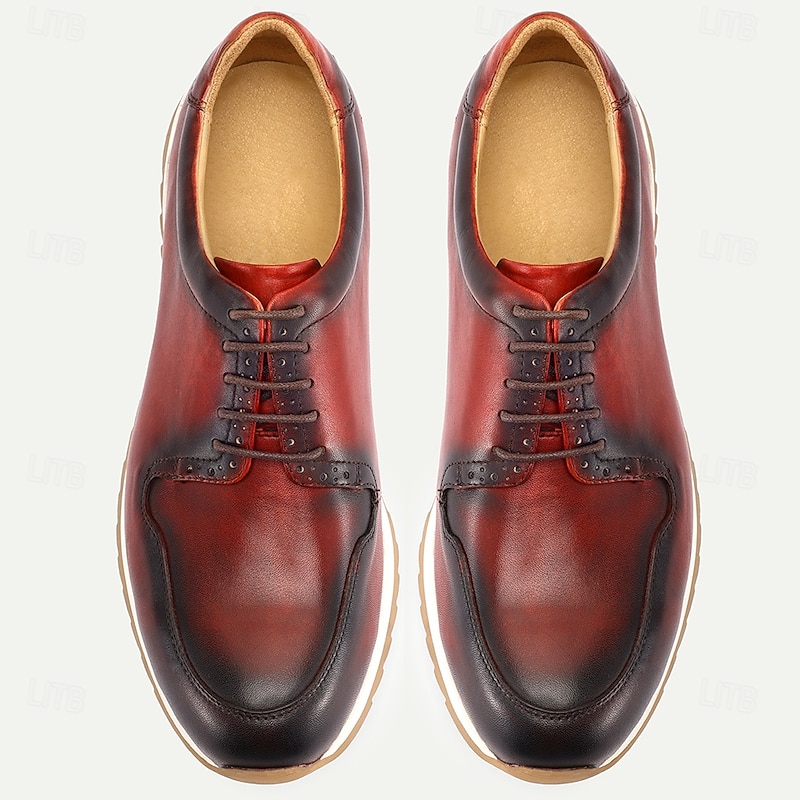 Premium Red Leather Casual Sneakers for Men with Soft Cushioning and Durable Outsole - Comfortable Stylish Design Ideal for Daily Wear and Weekend Outings4