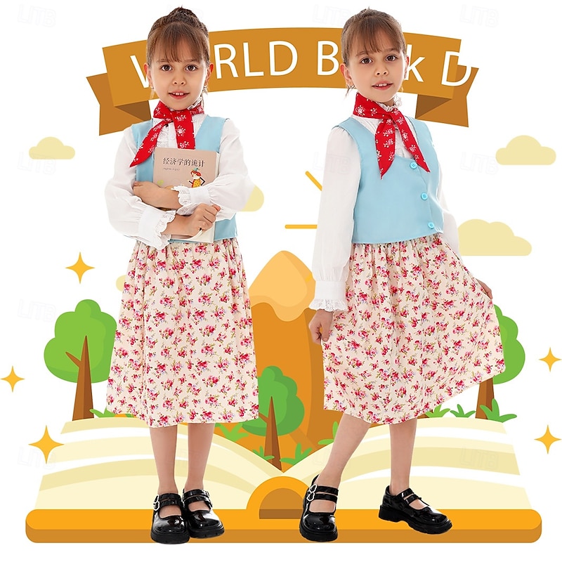 Prairie Girl Cosplay Costume Storybook Characters Movie Cosplay for Girls' Kid's World Book Day Performance Educational Dress Up School Event