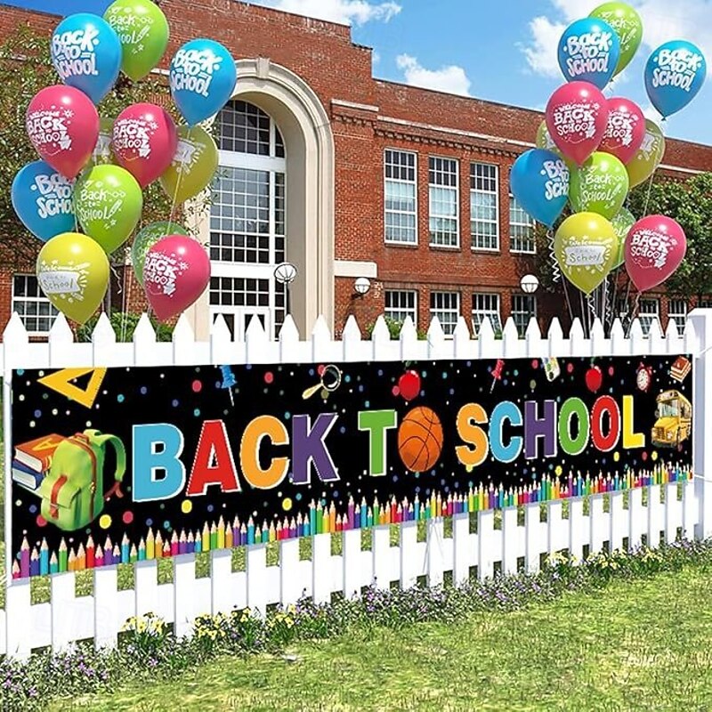 Back to School Fence Banner for Students Welcome Party Decoration Hanging Banners for Party Supply