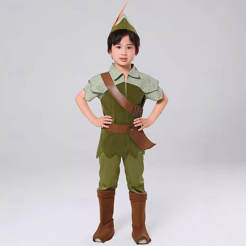 Elf Halloween Outfits Costume Fairy Tail Peter Pan & Wendy Storybook Characters Kid's Boys' Halloween Carnival World Book Day Performance Educational Dress Up School Event Dress Up Easy Halloween2