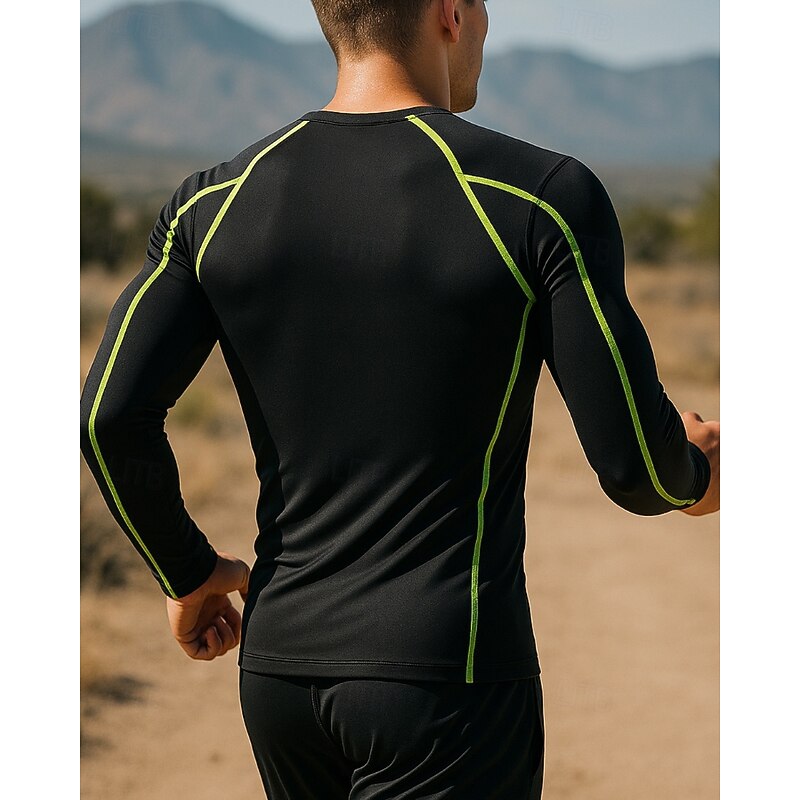 Men's Running Top Running Shirt Patchwork Long Sleeve Top Street Athleisure Fall Color Block Quick Dry Lightweight Breathable Tennis Golf Running Sportswear Activewear Red black Dark Navy Black+Gray2