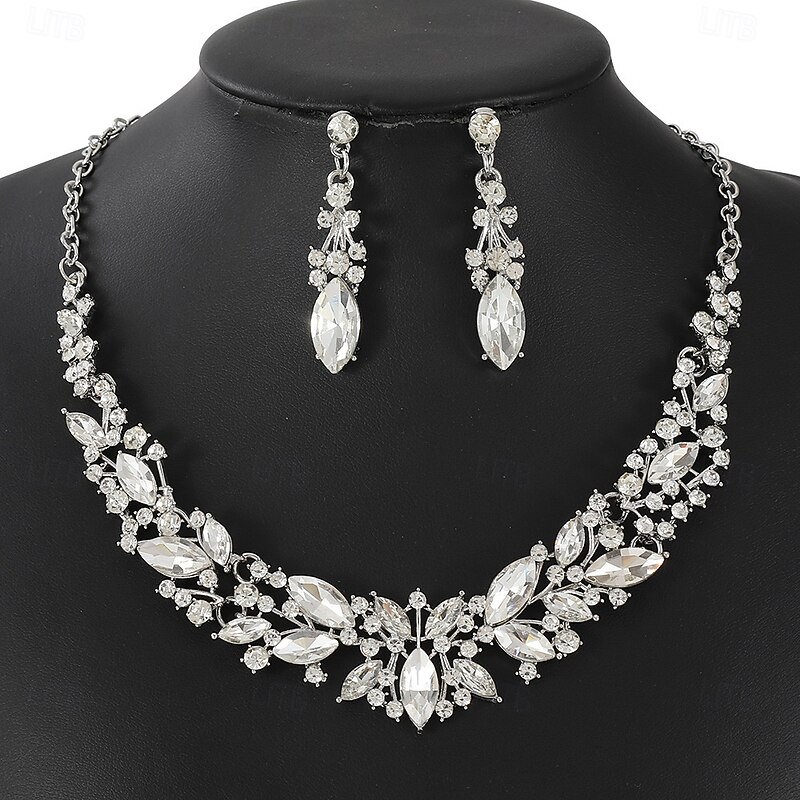 Bridal Jewelry Sets 1 set Zircon Rhinestone 1 Necklace Earrings Women's Fashion Luxury Colorful Cute Fancy Flower Shape Diamond Water Drop Jewelry Set For Wedding Party Party Evening Wear4