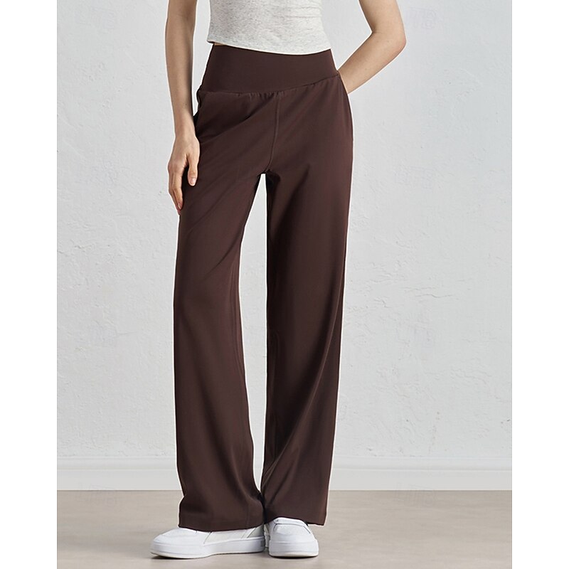 Women's fitness pants Pilates Pants Yoga Pants with Pockets Lightweight High Waist Gym Pilates Zumba Bottoms Solid Color Black White Dark Navy Fall Sports Activewear Micro-elastic Loose Fit4