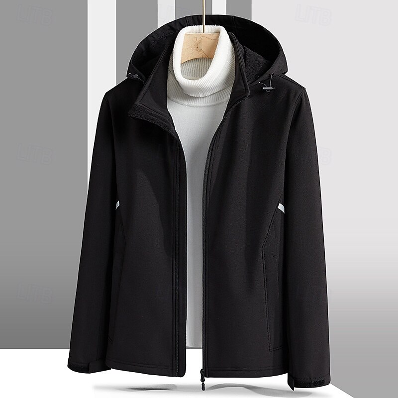 Men's Windbreaker Fleece Jacket Outdoor Thermal Waterproof Windproof Warm Hiking Outfits Hiking Clothes Spring Autumn / Fall Top Camping / Hiking / Caving Running Black Blue Green