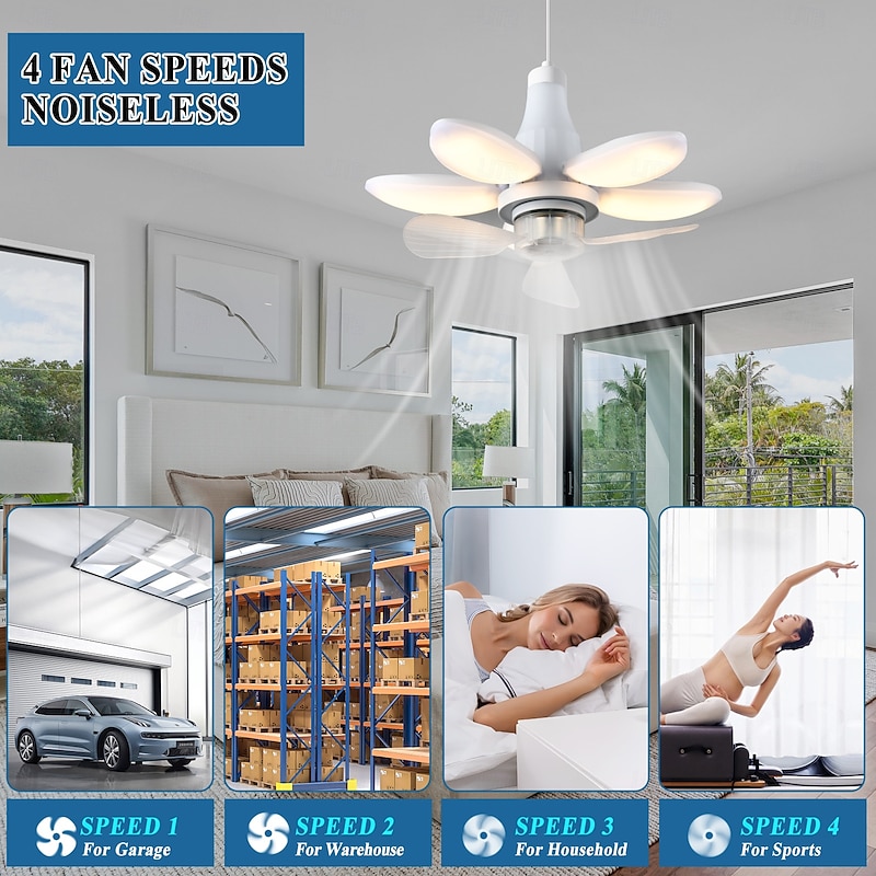 Foldable Ceiling Fan with Lights and Remote, Dimmable LED Bulb, 3000K-6500K, Easy Install for Bedroom, Living Room, Garage4