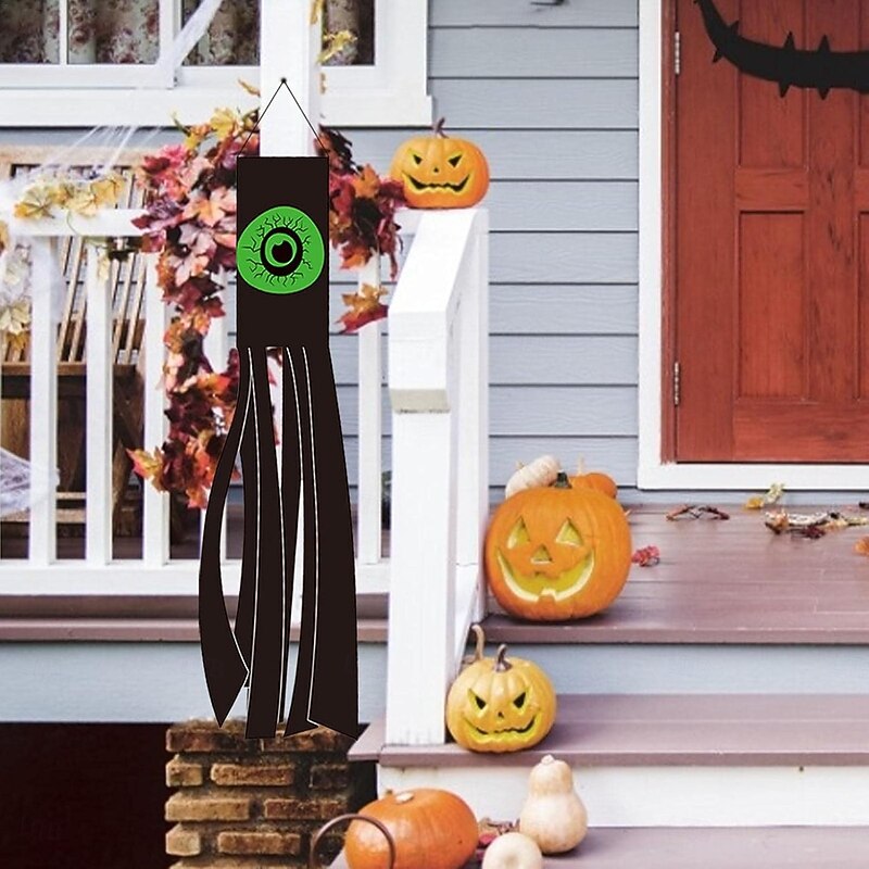 Halloween Ghost Windsock Night Light Spooky LED Hanging Decoration with Ghostly Glow Waterproof and Weather-Resistant for Outdoor Yard, Porch, or Garden Decor Perfect for Halloween Night Atmosphere