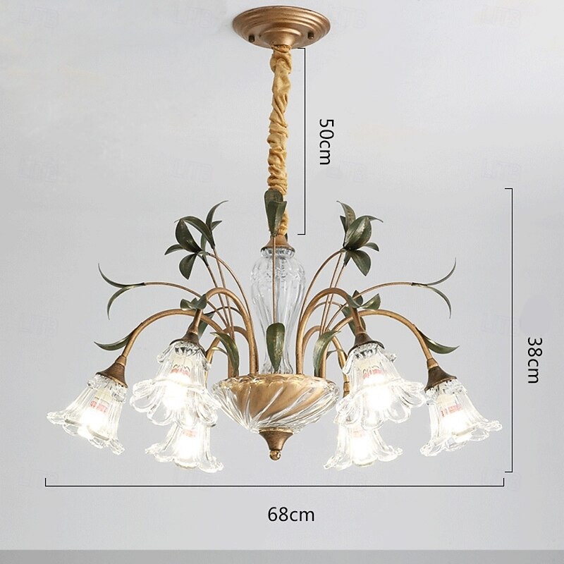 LED Chandelier Warm White 4/6/8-Light 60cm/80cm Luxury European Crystal Unique Design Chandelier French Retro for Bedroom Dining Room 110-240V4