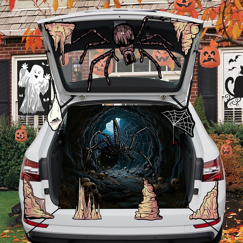 Halloween Trunk or Treat Car Decorations Kit - Large Halloween Witch Trunk or Treat for SUV, Halloween Car Decorations Outdoor Arch Entrance Garage Decorations