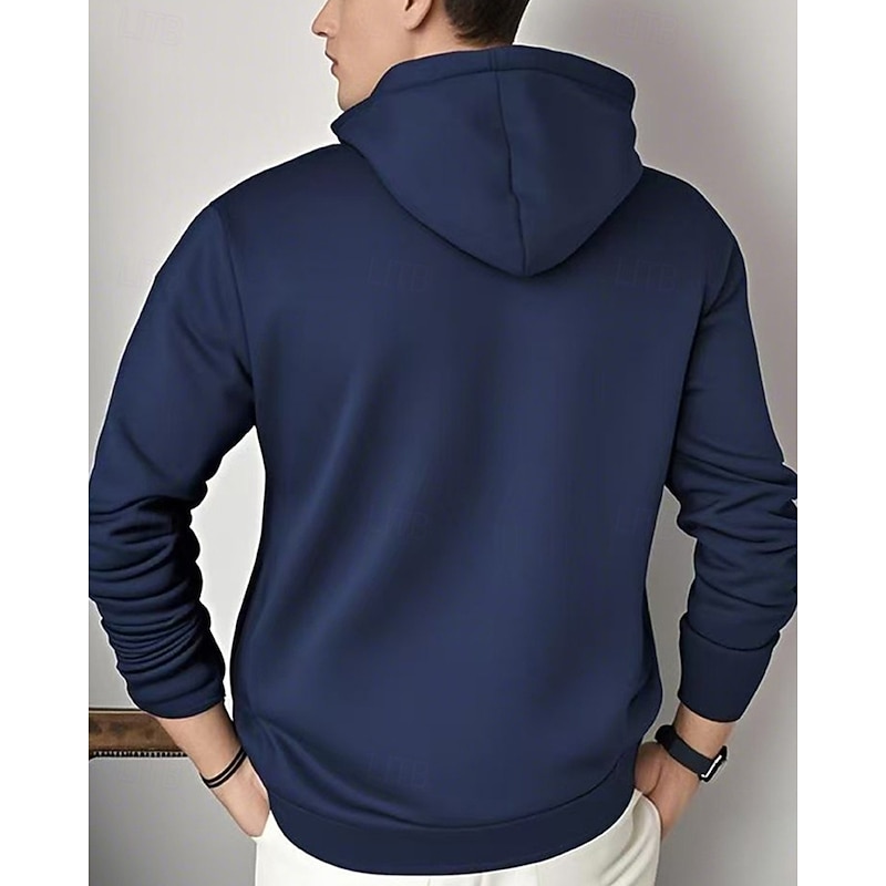 Men's Hoodie Black Wine Navy Blue Blue Camel Hooded Plain Pocket Sports & Outdoor Daily Holiday Polyester Streetwear Basic Casual Fall Winter Clothing Apparel Hoodies Sweatshirts4