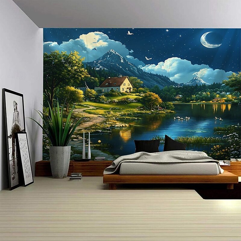 Natural scenery waterfalls forests tapestries decorative art blankets curtains hanging home bedrooms living rooms decoration2