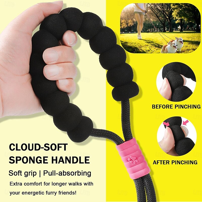 Hands Free Double Dog Leash, No Tangle Double Dog Leash, Adjustable Handles Fit Small, Medium and Large Dogs4