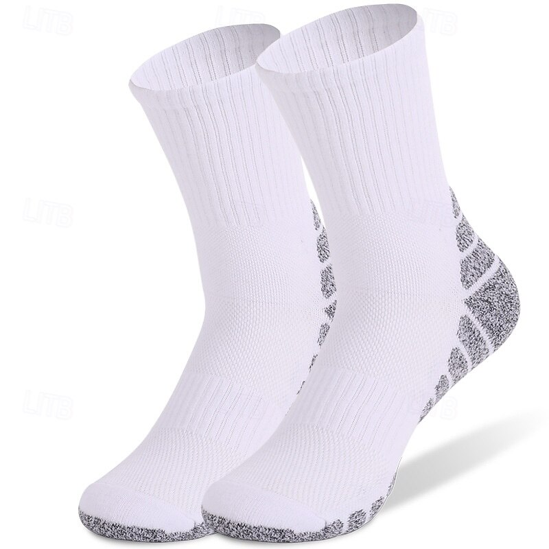 1 Pair Men's Hiking Socks Running Socks Sports Socks Breathable Anti Blister Sweat-Wicking cushioned Outdoor quarter crew Patchwork Cotton Dark Grey Black White for Running3