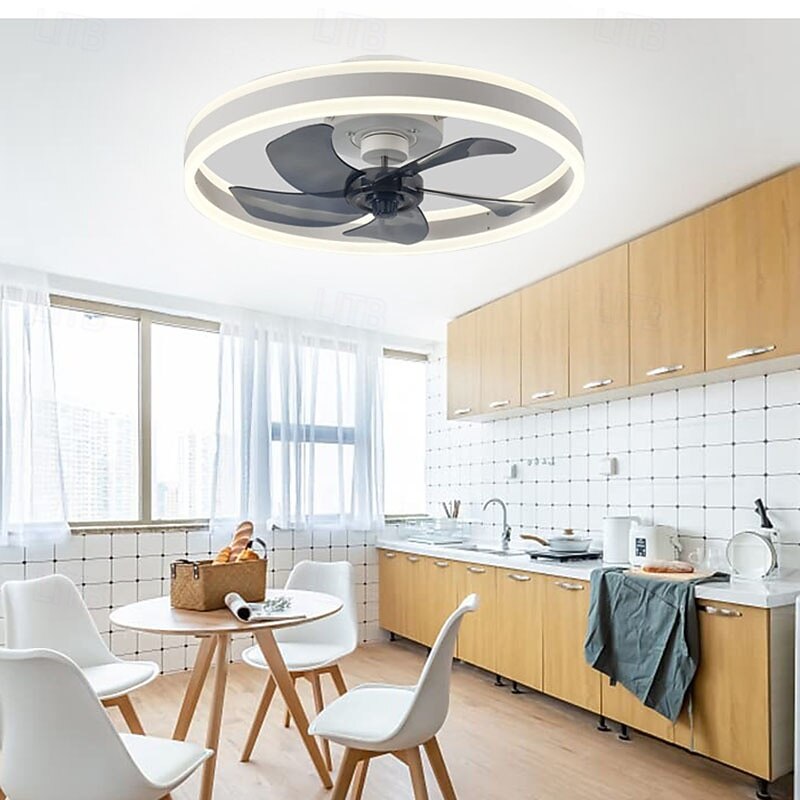 Intelligent Ceiling Fan with Light, Remote Control, Room Decoration, Fan Light, Invisible air Blade, Silent Fan