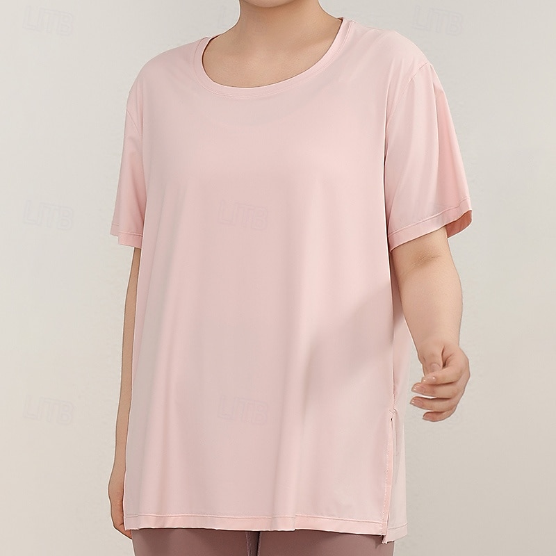 Women's Sports shirts Skin Friendly Quick Dry Softness Loose Short Sleeve Sports Solid Color Top For Gym Pilates Zumba Loose Fit Activewear4
