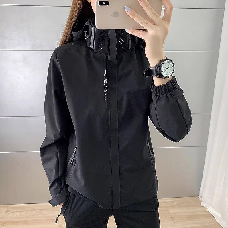 Women's Windbreaker Hiking Jacket rain coat Outdoor Waterproof Windproof Hiking Outfits Hiking Clothes Spring Autumn / Fall Top Camping / Hiking / Caving Running Black White Pink3