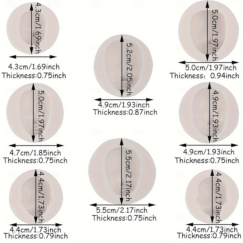 Silicone Face Molds for Crafting 8pcs BPA-Free Silicone Face Molds - Ideal for Cake Decorating Crafts and DIY Projects - Multi-Purpose Molds for Cookies Candy Chocolate and More3