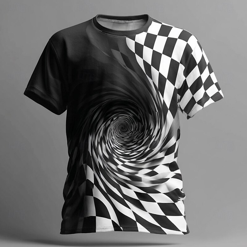 Men's Visual Deception T Shirt Short Sleeve T shirt 3D Print Crew Neck Shirt Exaggerated Designer Party Street Casual White Yellow Blue Summer Spring All Seasons Clothing Apparel S M L XL XXL XXXL