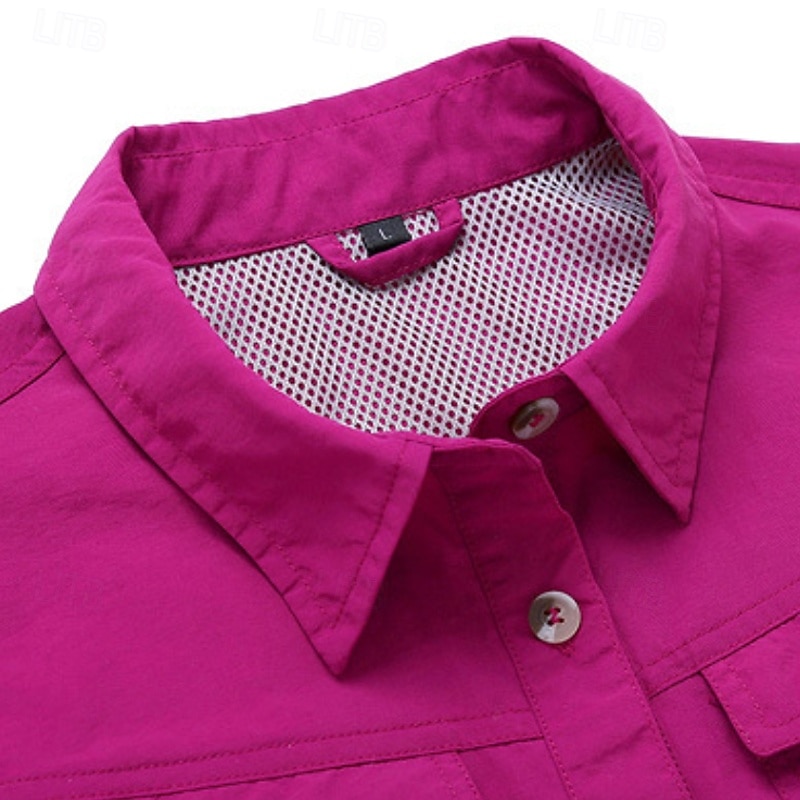 Women's Hiking Shirt Long Sleeve Turndown Top Outdoor Waterproof Windproof Lightweight Nylon Army Green Khaki Rose Red Running Camping / Hiking / Caving4