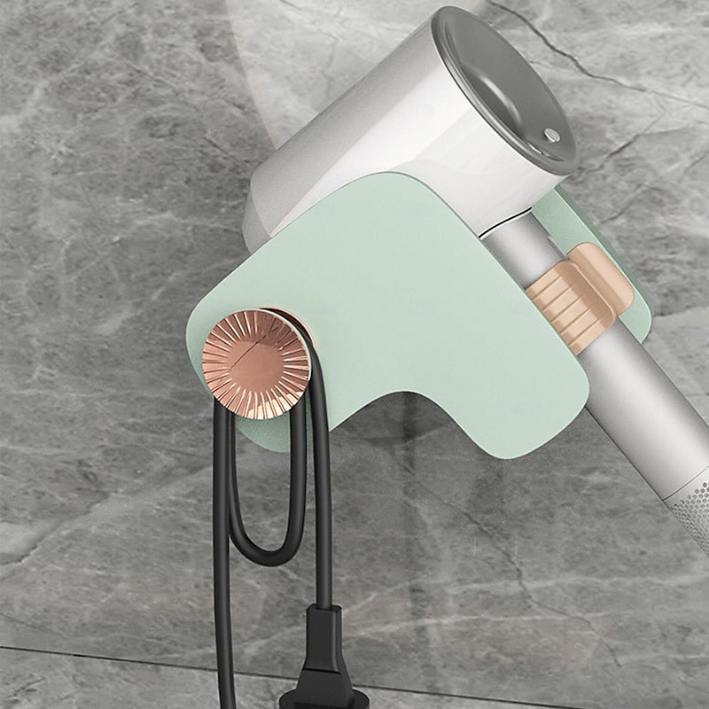 Wall Mounted Hair Dryer Holder for Bathroom, No-Drill Blow Dryer Rack, Minimalist Luxury Style Storage Shelf for Hair Tools2
