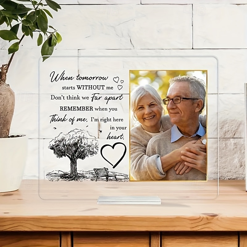 Personalized Memorial Photo Plaque with Base,Custom Acrylic Sympathy Gifts Missing You Photo Frames Plaque I'm Always With You Picture Frame3
