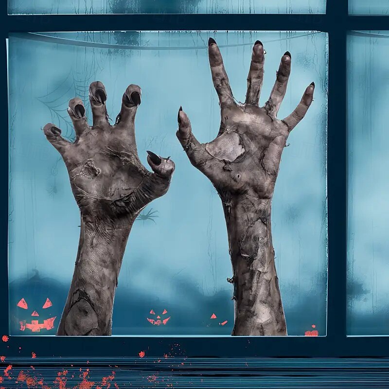 Ghostly Hand Window Sticker - Halloween Zombie Wall Stickers Matte Self-Adhesive PVC Stickers for Home Office Bedroom and Bar