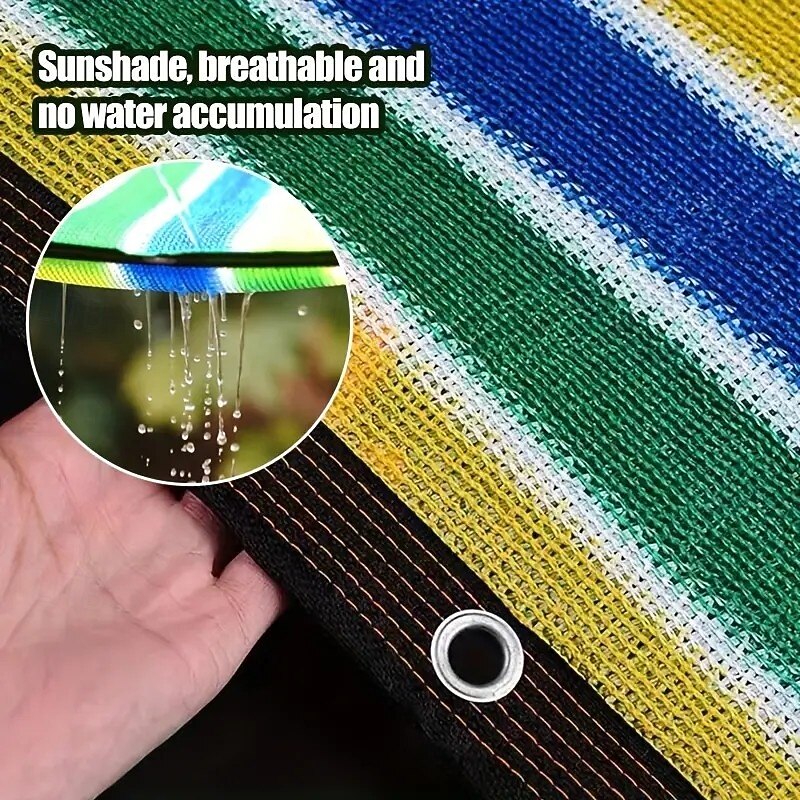 Sun Shade Net, High-Density Breathable Colorful Striped Durable Plastic Sunshade Cloth for Patio, Picnic, Carport, Garden, Porch Awning4