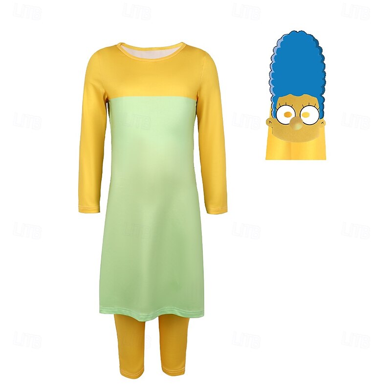 Funny Yellow Cartoon Family Marge Homer Bart Outfits Costume Group Costume Cartoon Movie Cosplay for Unisex Kid's Adults' Halloween Carnival World Book Day Performance Educational Dress Up School3