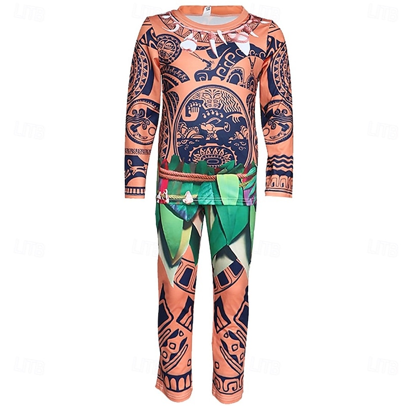 Moana Maui Outfits Costume T-shirt Adventure Movie Cosplay Movie Cosplay for Boys Kid's Halloween Carnival World Book Day Performance Educational Dress Up School Event Dress Up2
