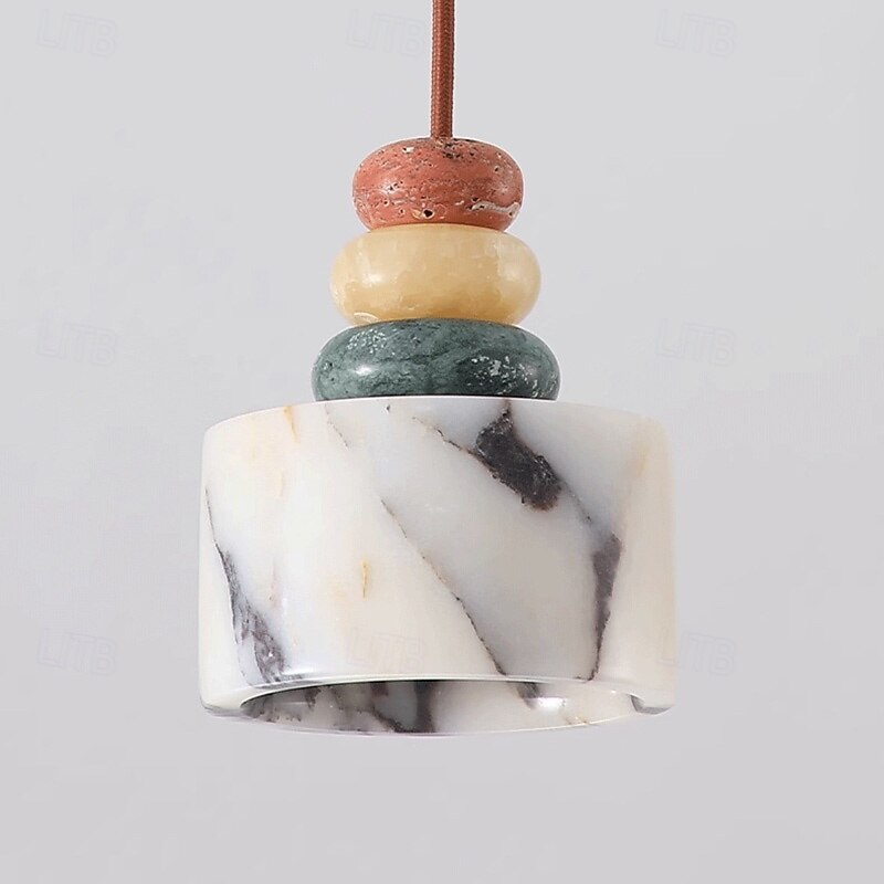 Luxury Marble Natural Stone Pendant Lamp High-end Bedroom Bedside LED Chandelier Living Room Decoration3