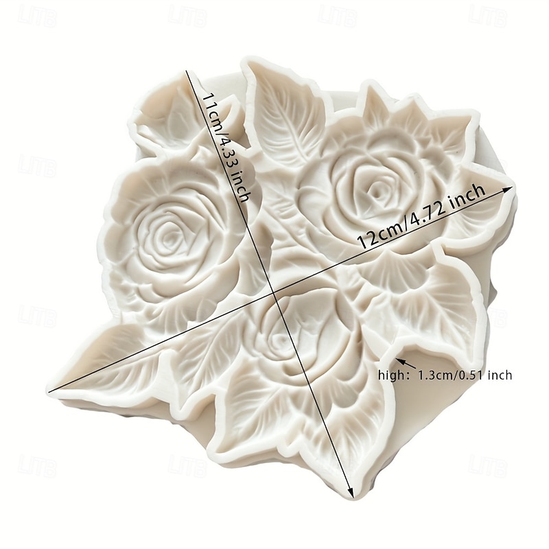 Elegant Rose and Leaf Silicone Fondant Mold - Perfect for DIY Baking Chocolate Cake Decoration and Soft Candy - Ideal for Valentine'S Day Mother'S Day Father'S Day and More Baking Mold4