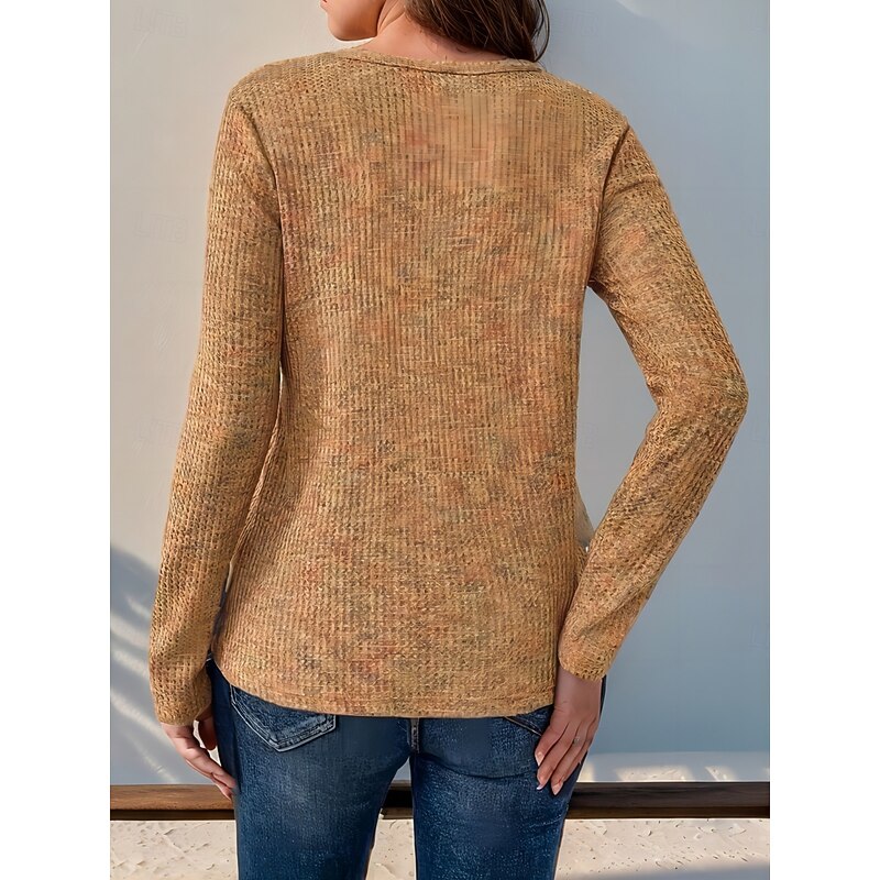 Women's Blouse Geometric Stylish Casual Long Sleeve V Neck Regular Tops Daily Buttons Print Pink Sky Blue Brown Khaki Summer Spring3