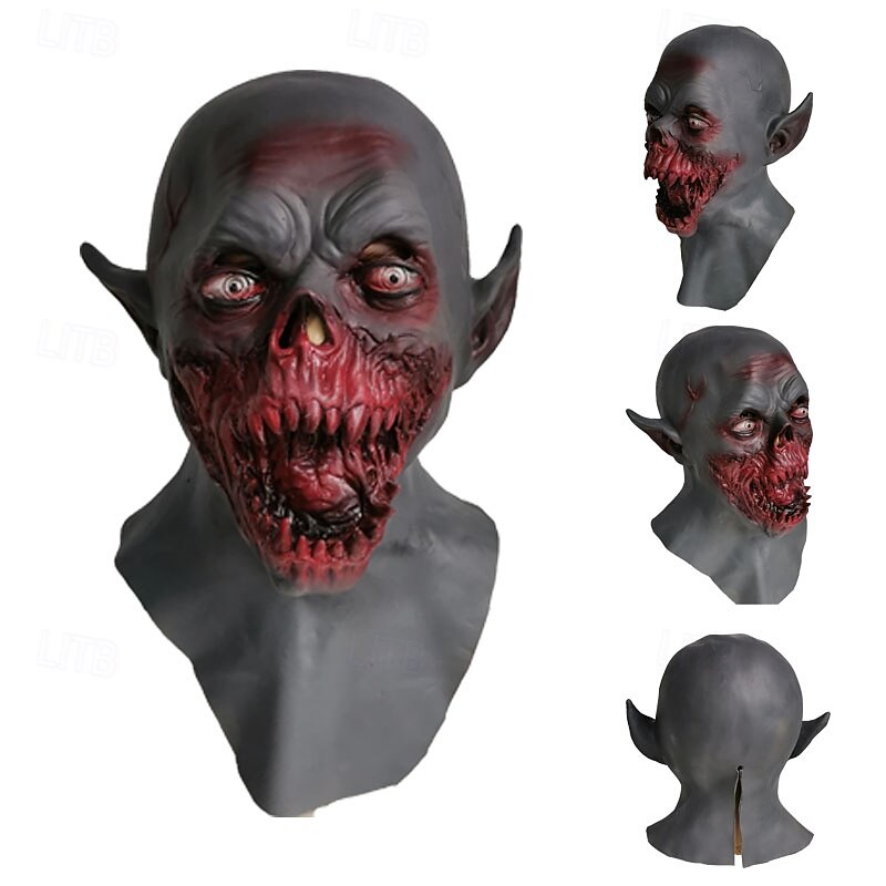 Halloween Vampire Zombie Mask For Adults Realistic Scary Costumes Latex Face Mask, Undead Horror Mask, Creepy Bloodthirsty Party Prop