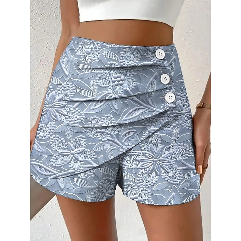 Women's Chinos Shorts Vacation Vintage Ethnic Style Short High Waist Floral Graphic Pleated Micro-elastic Vacation Street Daily Robin's Egg Blue Red Green Khaki Summer Spring Regular Fit2