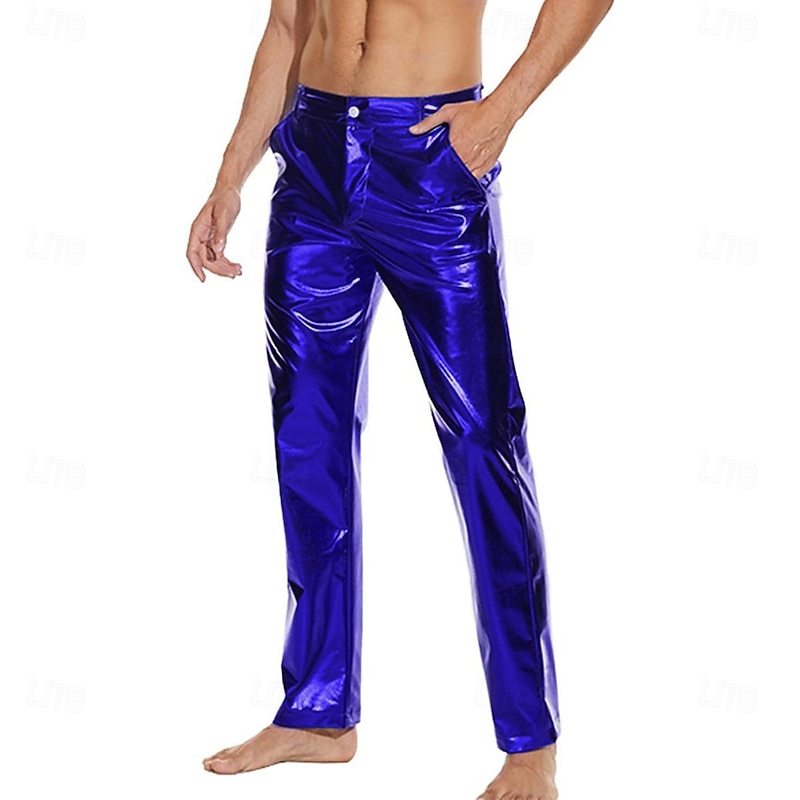 Men's Metallic Shiny Pants Night Club Pants 70s 80s 90s Disco Pant Party Dance Straight Leg Trousers4