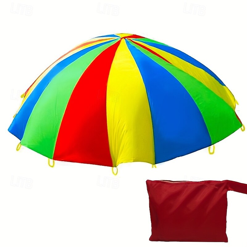 Rainbow Parachute with a Diameter of 6.5 Feet Featuring 8 Panels And 8 Handles Comes with a Carrying Bag Made of 210T Taffeta Perfect for Gymnastics Fun Team Activities And Kindergarten Games2