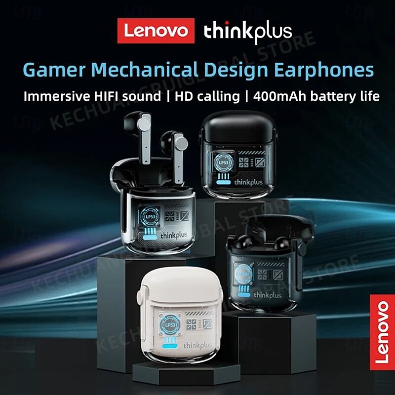 Lenovo LP53 Wireless Bluetooth 5.4 Earphones Mechanical Design Gamer Headset TWS Noise Reduction Sports Earbuds Long Standby New4
