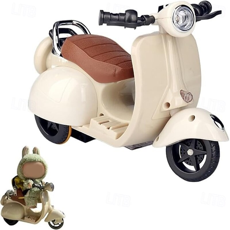 Mini Electric Doll Scooter Vehicles Toy 4 Colors Available Funny Doll Accessory with Music & Lights Could Rotate 360° Cute Plastic Scooter Toy Ornaments Battery Not Included2