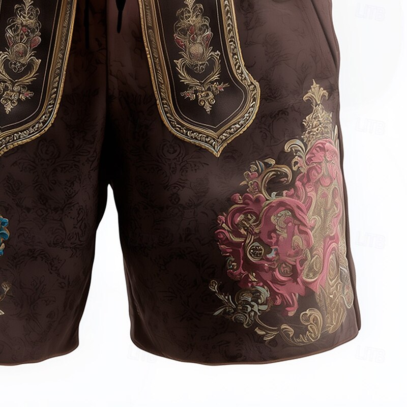 Men's Oktoberfest Beer Sweat Shorts Traditional Short Mid Waist Retro Vintage Holiday Festival Drawstring Elastic Waist 3D Print Designer Clothing Apparel2