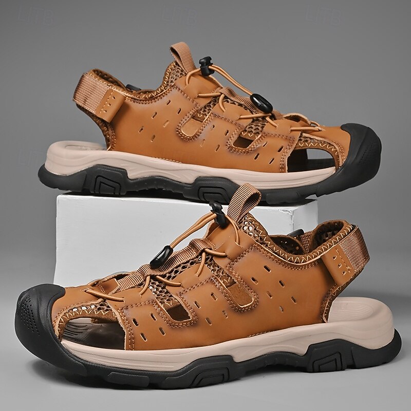 Men's Brown Outdoor Sports Sandals with Adjustable Straps and Durable Rubber Sole for Hiking and Beach Activities3