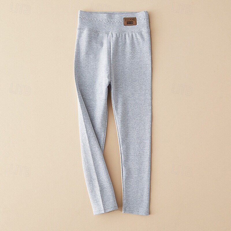 Kids Girls' Leggings Solid Color Streetwear Outdoor 4-12 Years Fall Black Pink Light Grey4