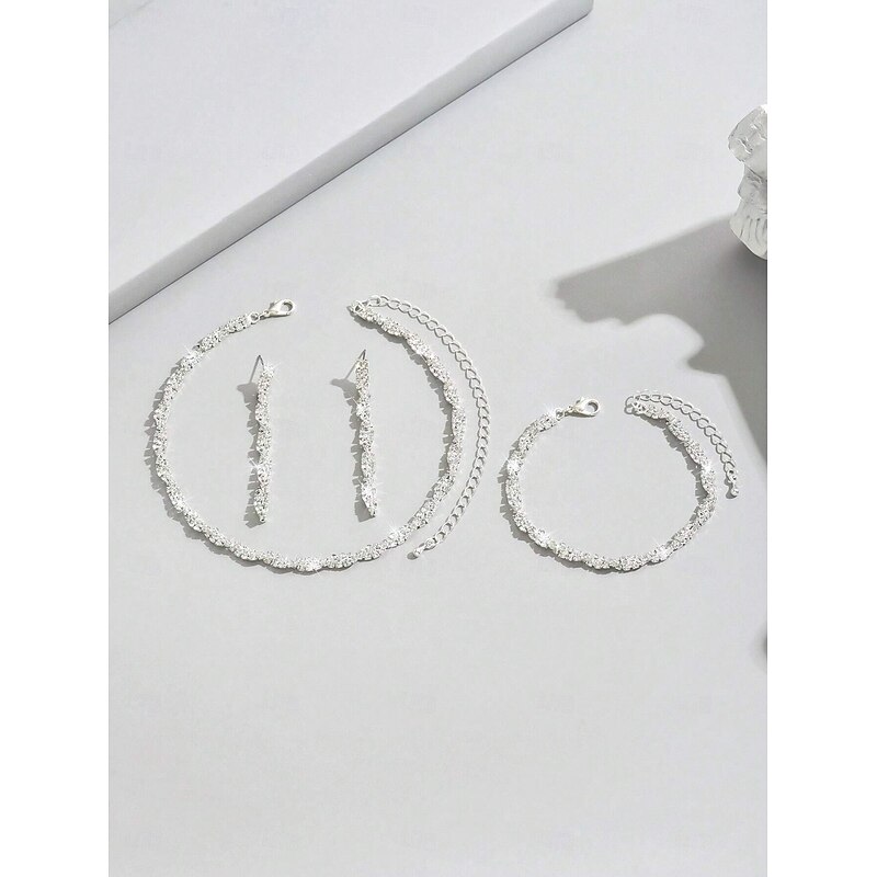 Bridal Jewelry Sets 1 set Zircon Rhinestone Earrings Necklace Bracelets Women's Elegant Stylish Jewelry Set For Wedding Special Occasion Party Evening Wear4