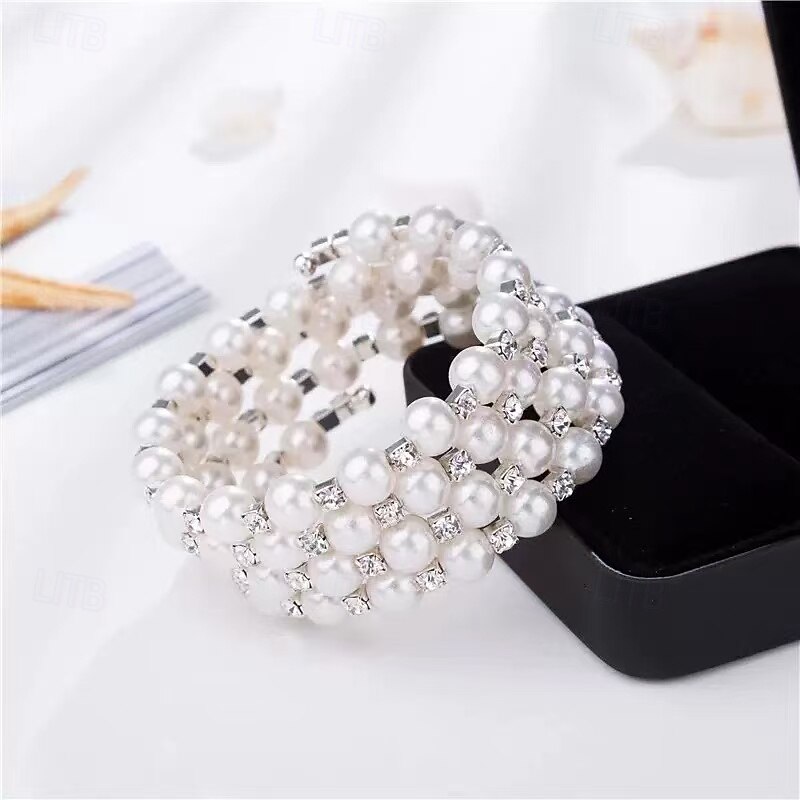 Bridal Jewelry Sets One-piece Suit Alloy 1 Bracelet Earrings Necklace Women's Stylish Luxury Cute Joy Jewelry Set For Party Evening Wear3