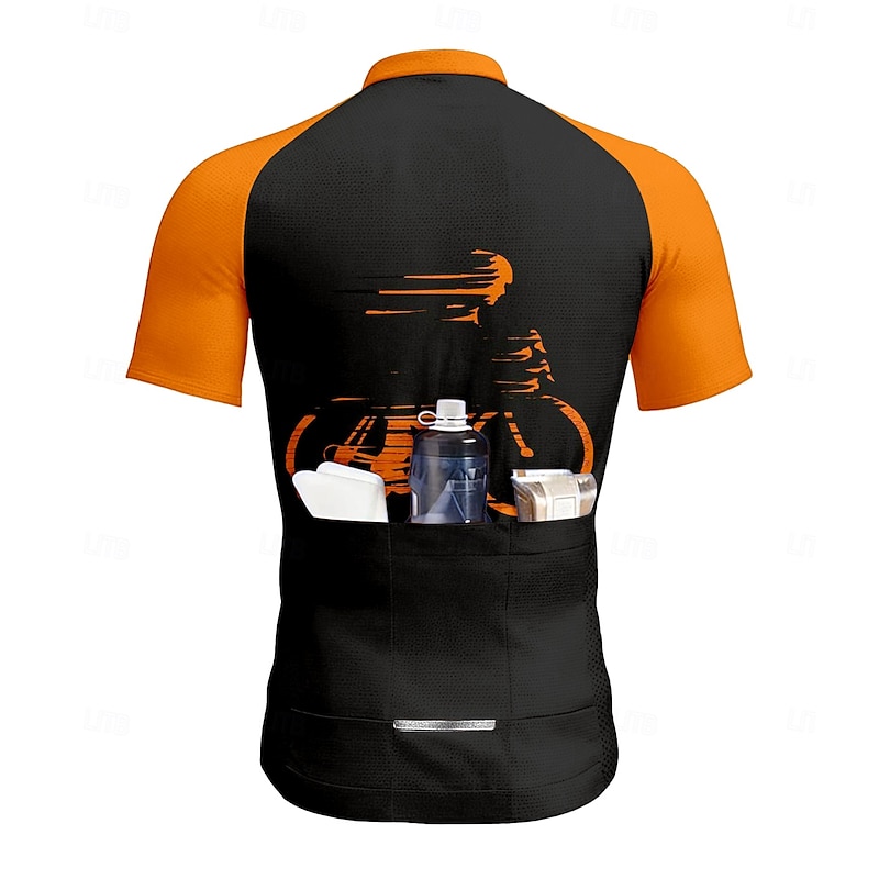 Men's Cycling Jersey Graphic Geometric Short Sleeve Bike Jersey Top with 3 Rear Pockets UV Resistant Quick Dry Front Zipper Reflective Strips Sports Black Clothing Apparel2