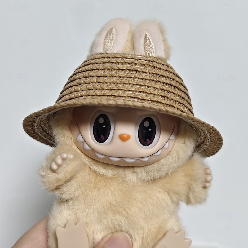 3 Pcs Mini Straw Hats for 17cm Vinyl Doll Natural Miniature Straw Hat Doll DIY Craft Dollhouse Decoration Accessories